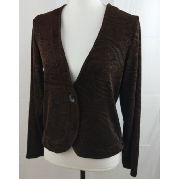 Brown Paisley Cardigan Travel Knit - Picture 3 of 5